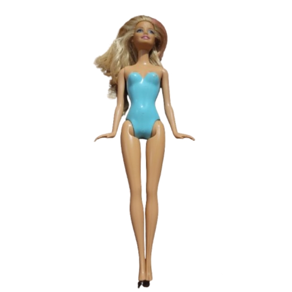 Barbie Mattel 1999 Vintage Blue Swimsuit Doll Blonde Hair Streak Blue Swimsuit